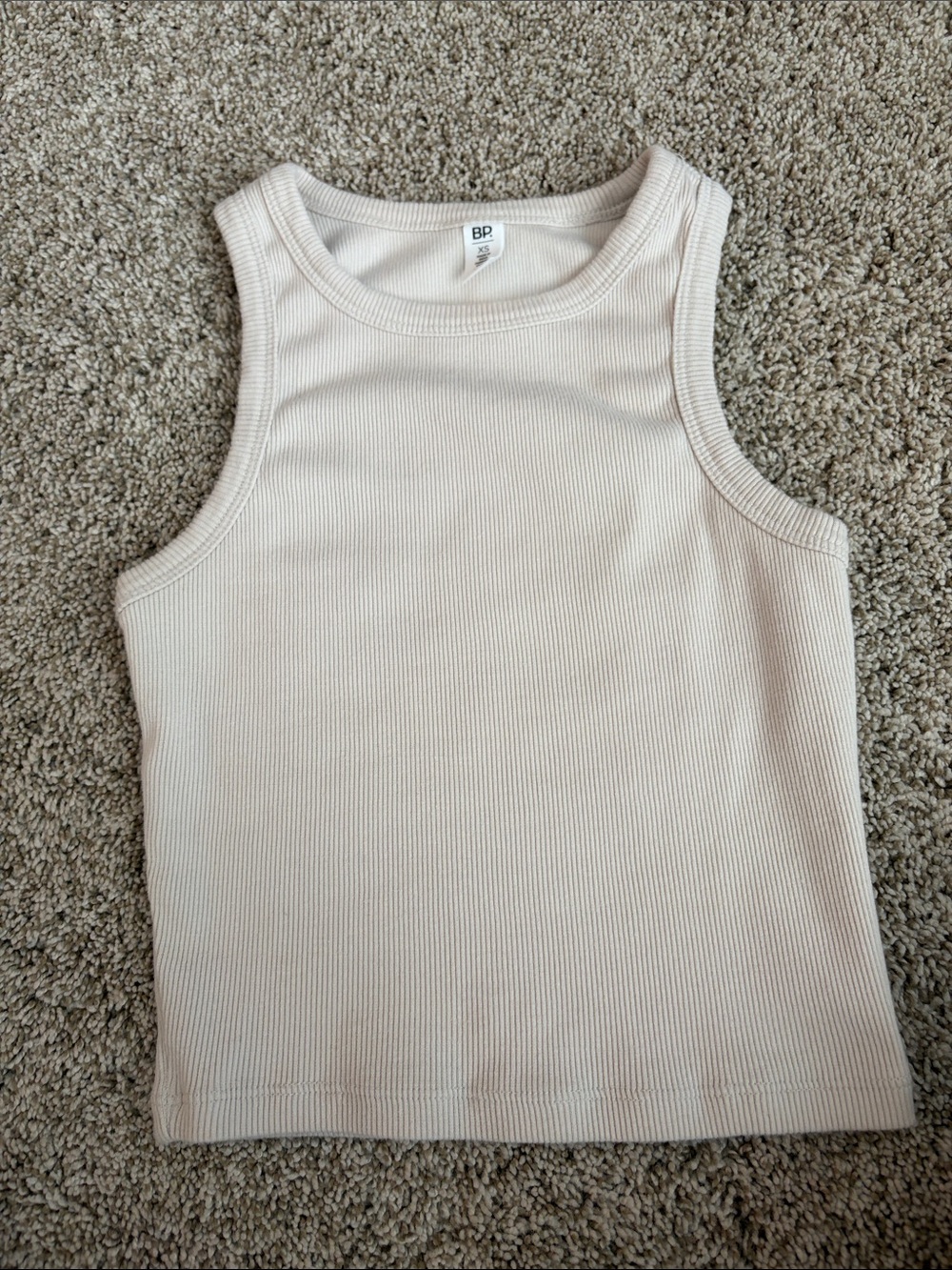 BP Sleeveless Ribbed Tank Top in Light Cream